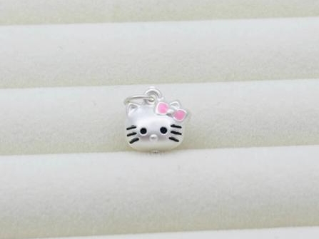 999 足银隔珠吊坠银串珠 KT 猫平安喜乐招财纳福牌